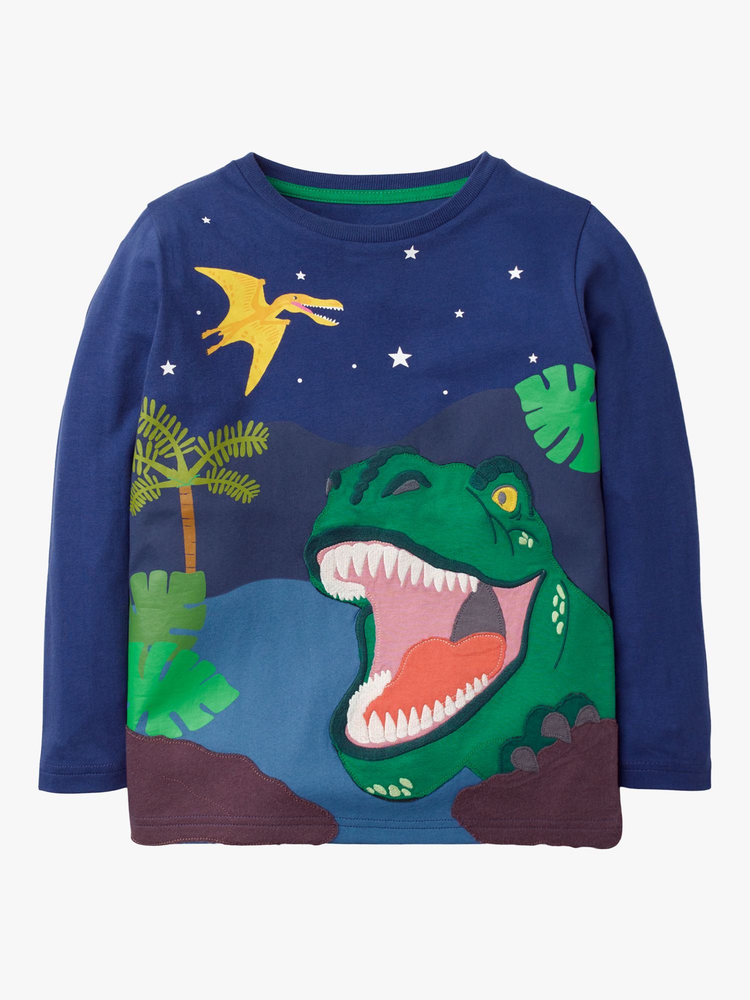 Mini Boden Boys' Dinosaur Adventure Appliqué T-Shirt, Blue Gem at John ...