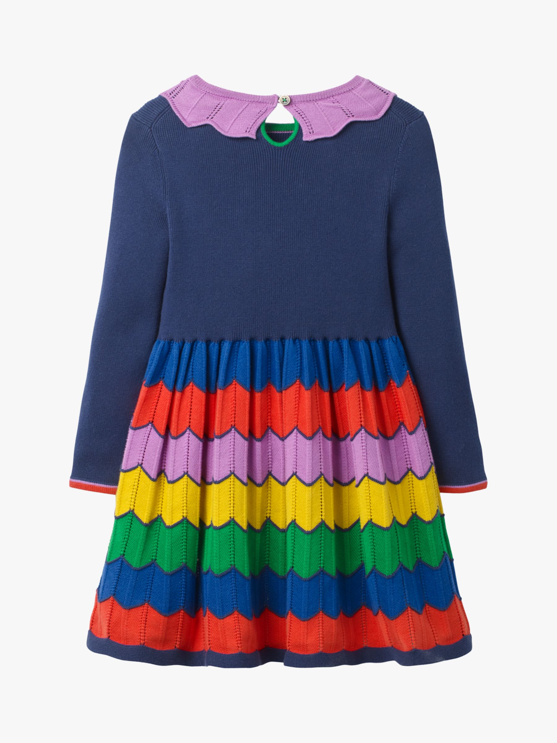 Mini Boden Girls' Colourful Knitted Dress, Multi/Navy at John Lewis