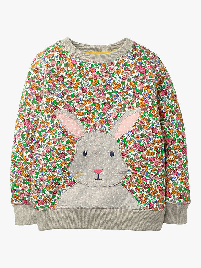 Mini Boden Girls' Floral Bunny Applique Snuggly Sweatshirt, Multi at ...