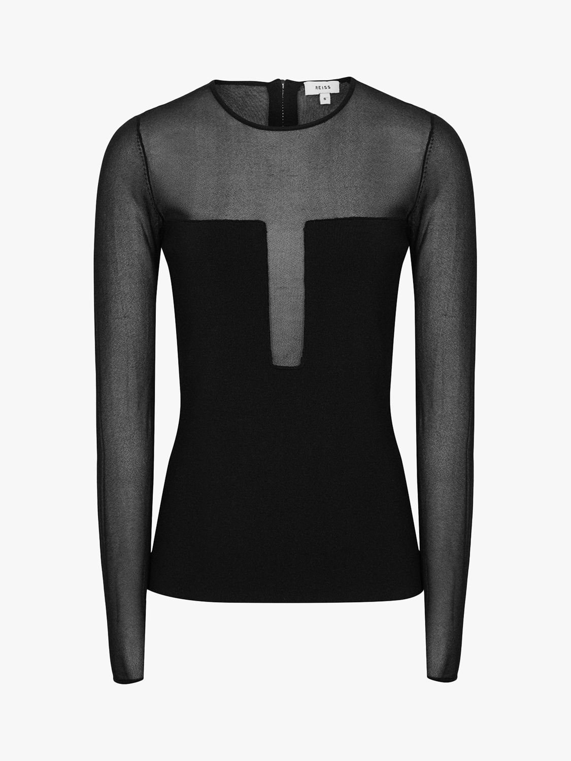Reiss Lily Plunge Semi-Sheer Top, Black, XS