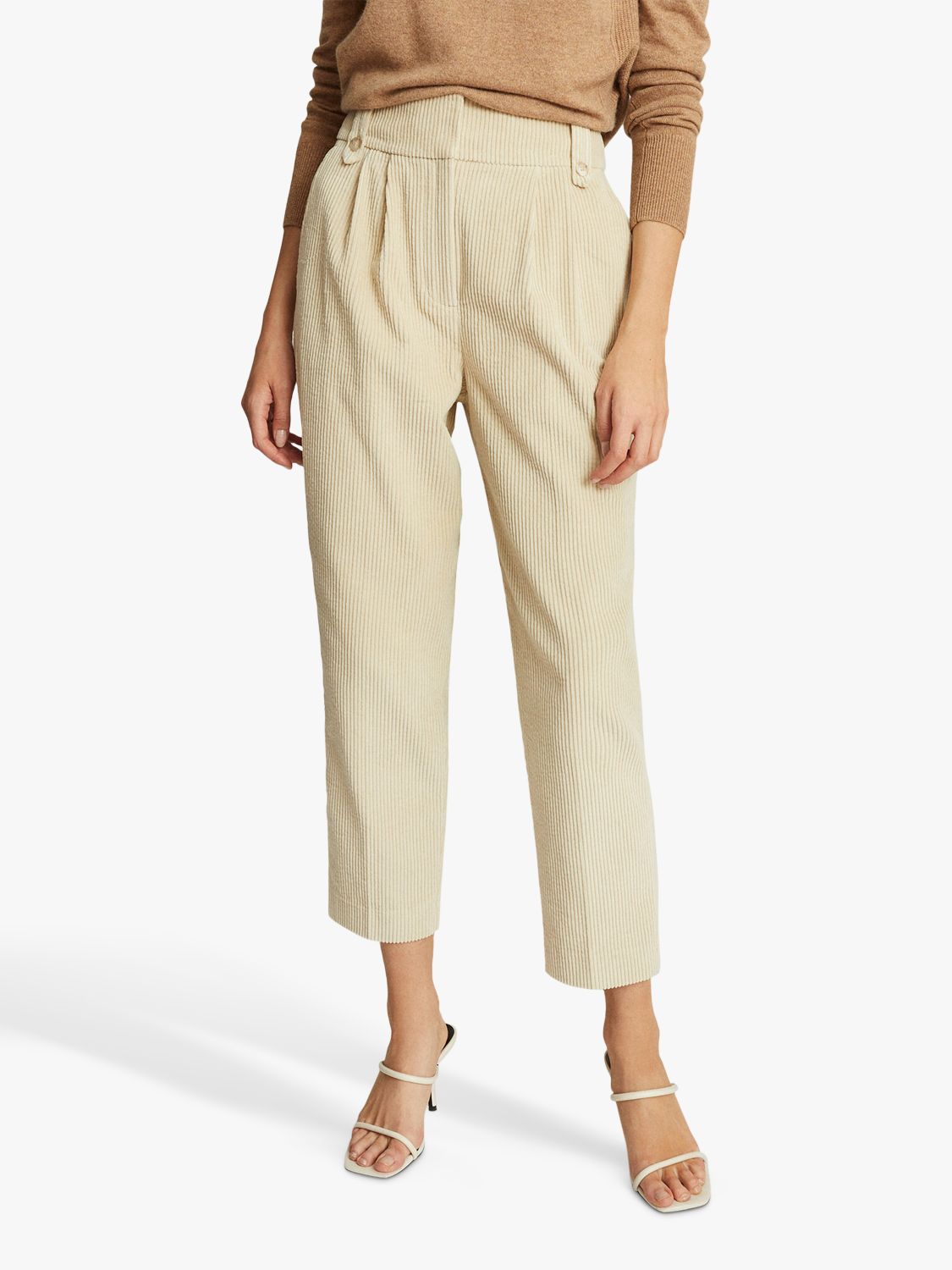 tan cropped trousers