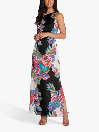 Adrianna Papell Bold Floral Maxi Dress, Black/Multi