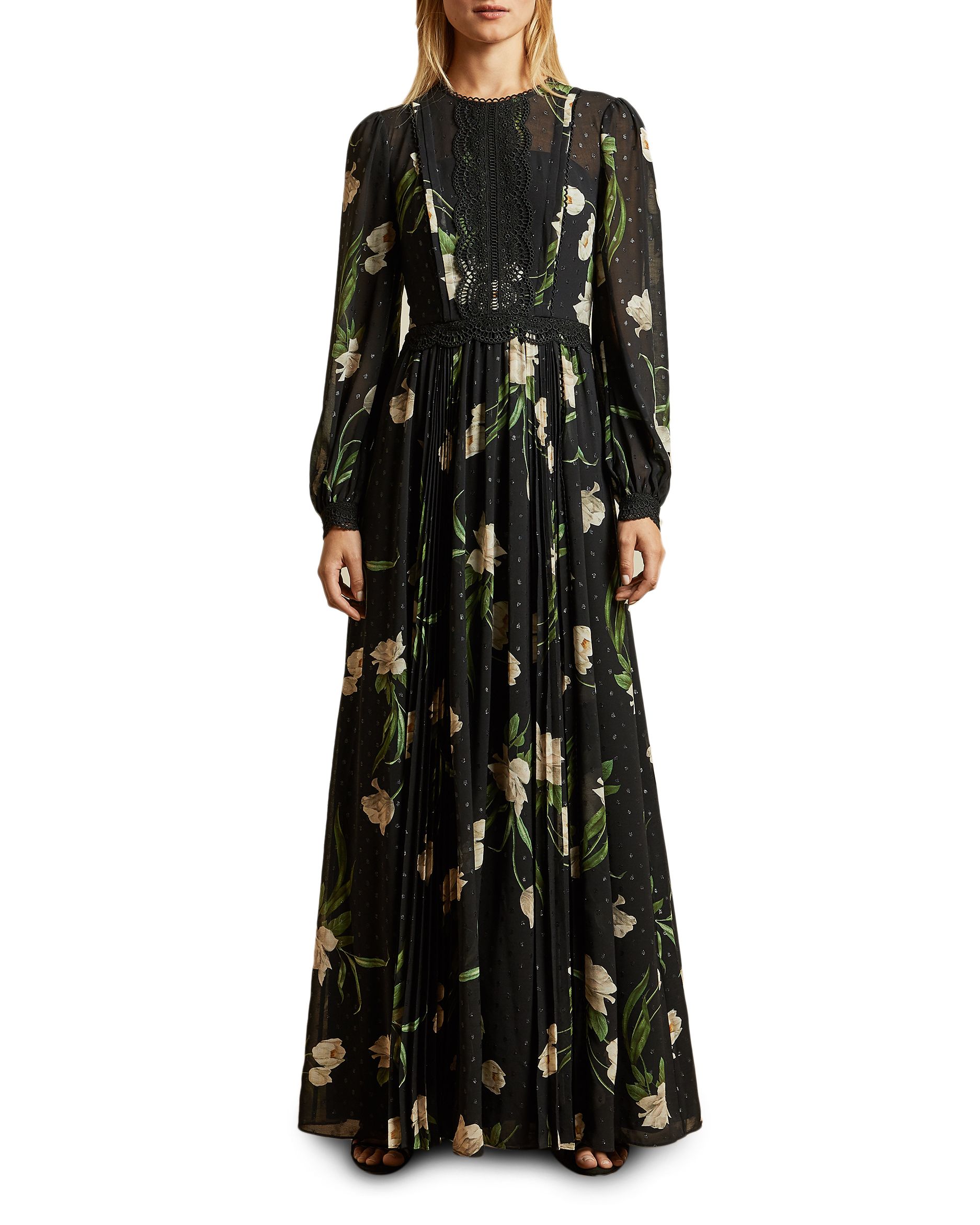 Ted Baker Deenha Floral Print Maxi Dress, Black