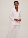 John Lewis & Partners Lucia Yarn  Dye Stripe Cotton Pyjama Set