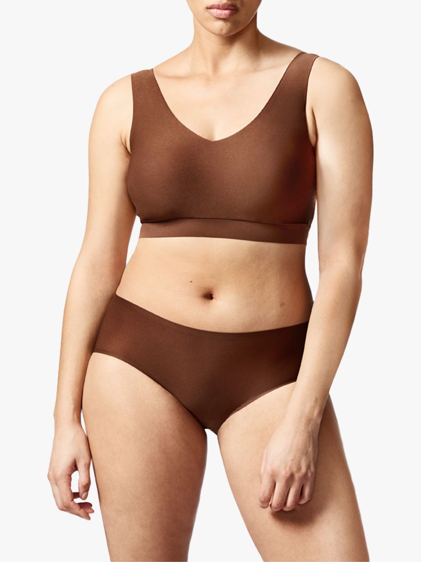 Chantelle Soft Stretch V-Neck Padded Crop Bra, Cocoa at John Lewis