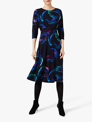 Phase Eight Viola Graphic Swirl Print Midi Dress, Ink/Multi