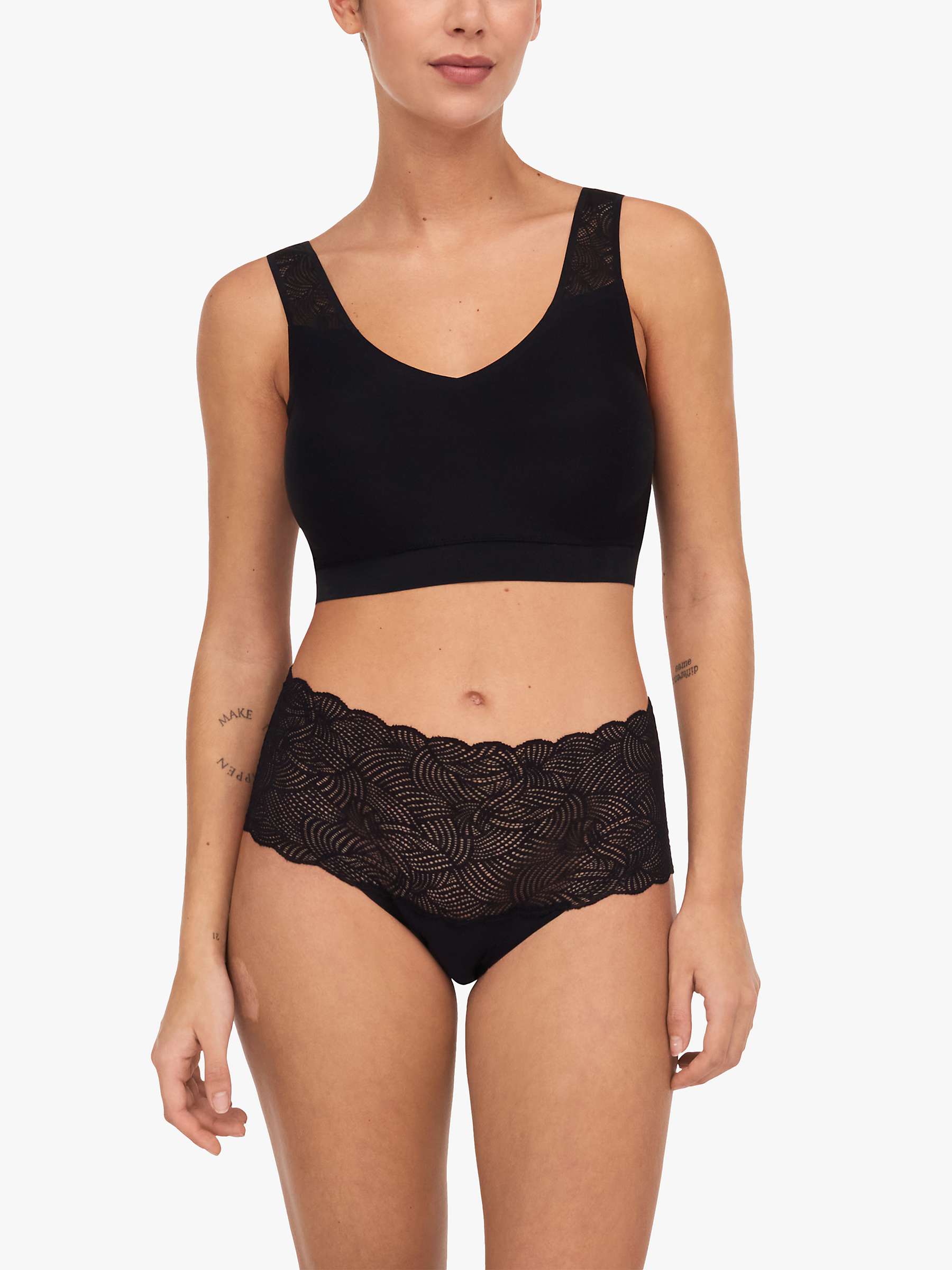 Buy Chantelle Soft Stretch V-Neck Lace Padded Cropped Bra Online at johnlewis.com