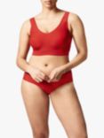 Chantelle Soft Stretch V-Neck Lace Padded Cropped Bra, Poppy Red