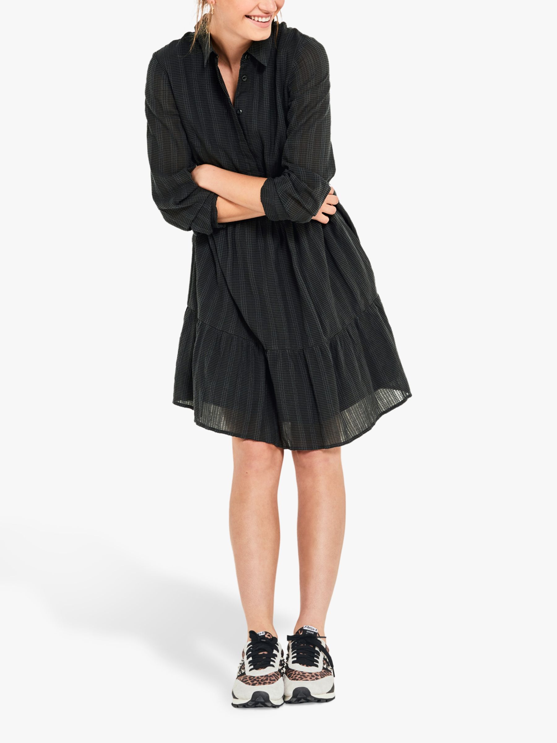 HUSH Karyn Check Midi Dress, Black