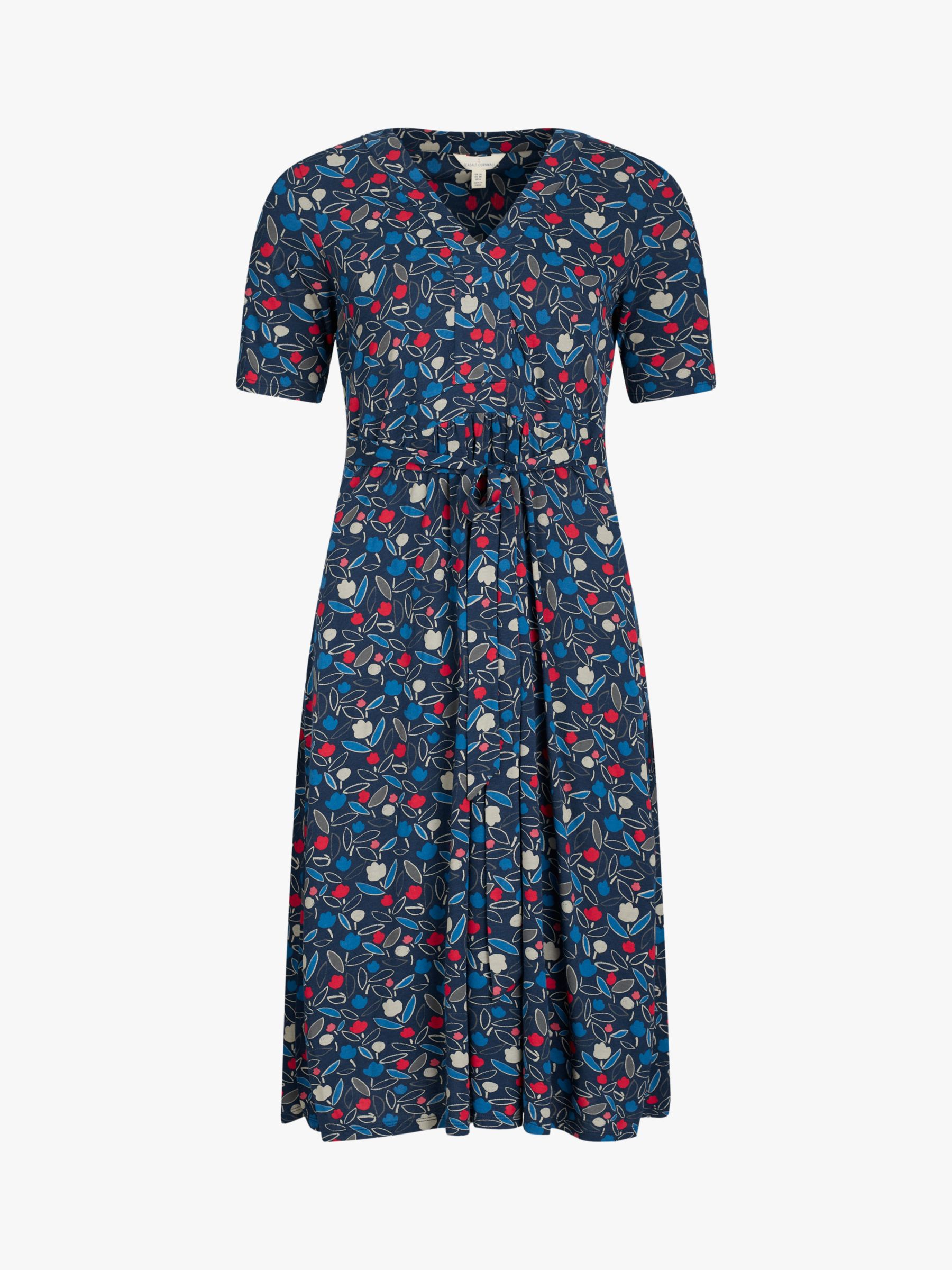 Seasalt Quinn Floral Print Bamboo Midi Dress, Blue at John Lewis & Partners