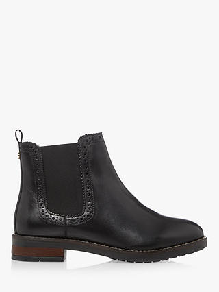 Dune Quick Leather Brogue Detail Chelsea Ankle Boots