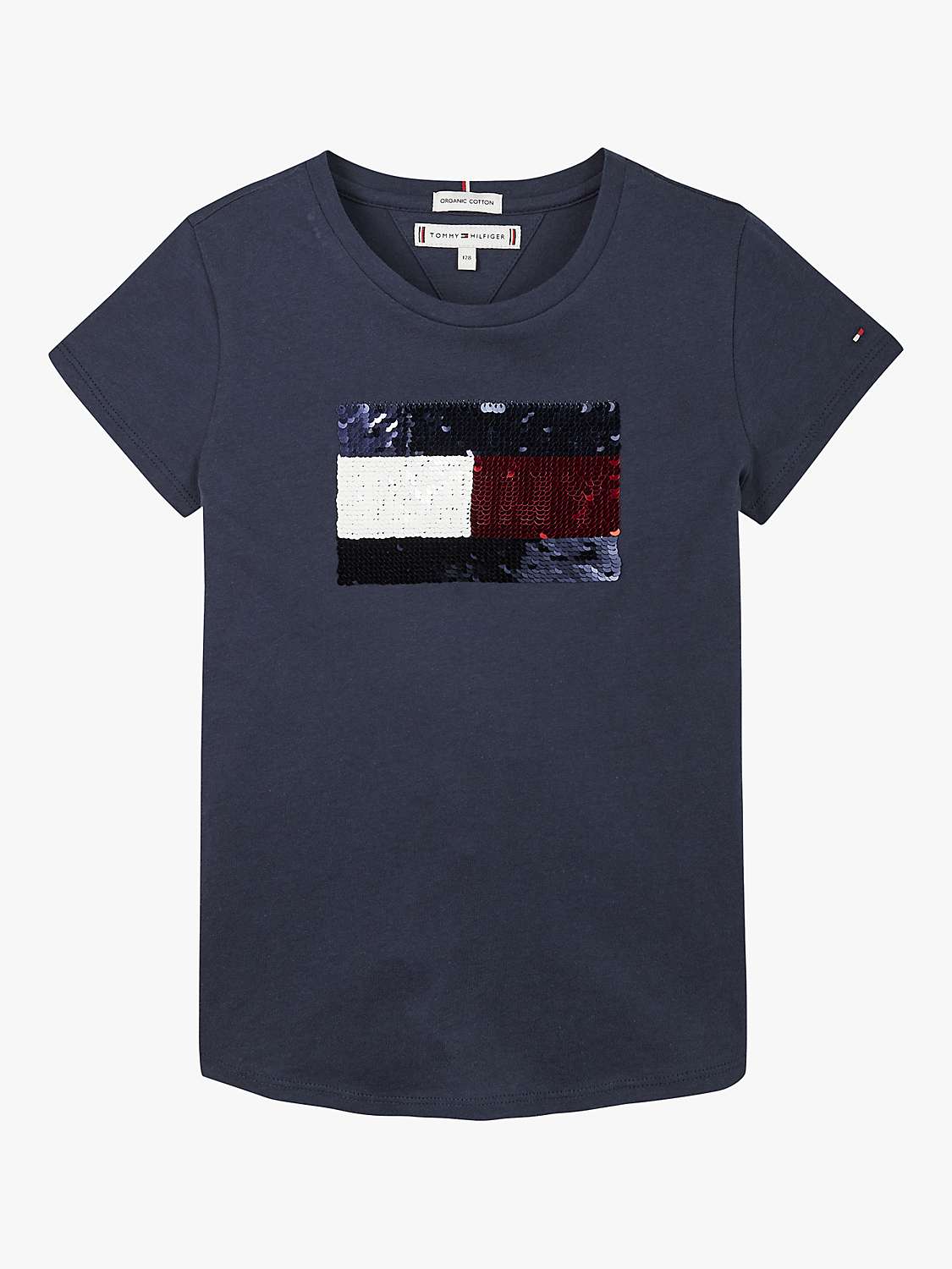 Buy Tommy Hilfiger Kids' Sequin Flag T-Shirt, Twilight Navy Online at johnlewis.com