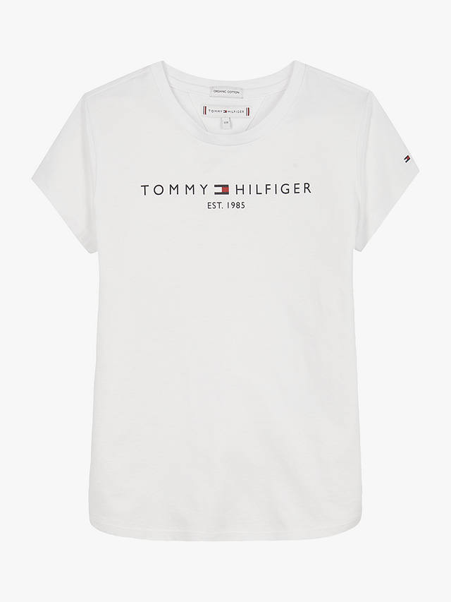 Tommy Hilfiger Girls' Essential Logo T-Shirt, White at John Lewis ...