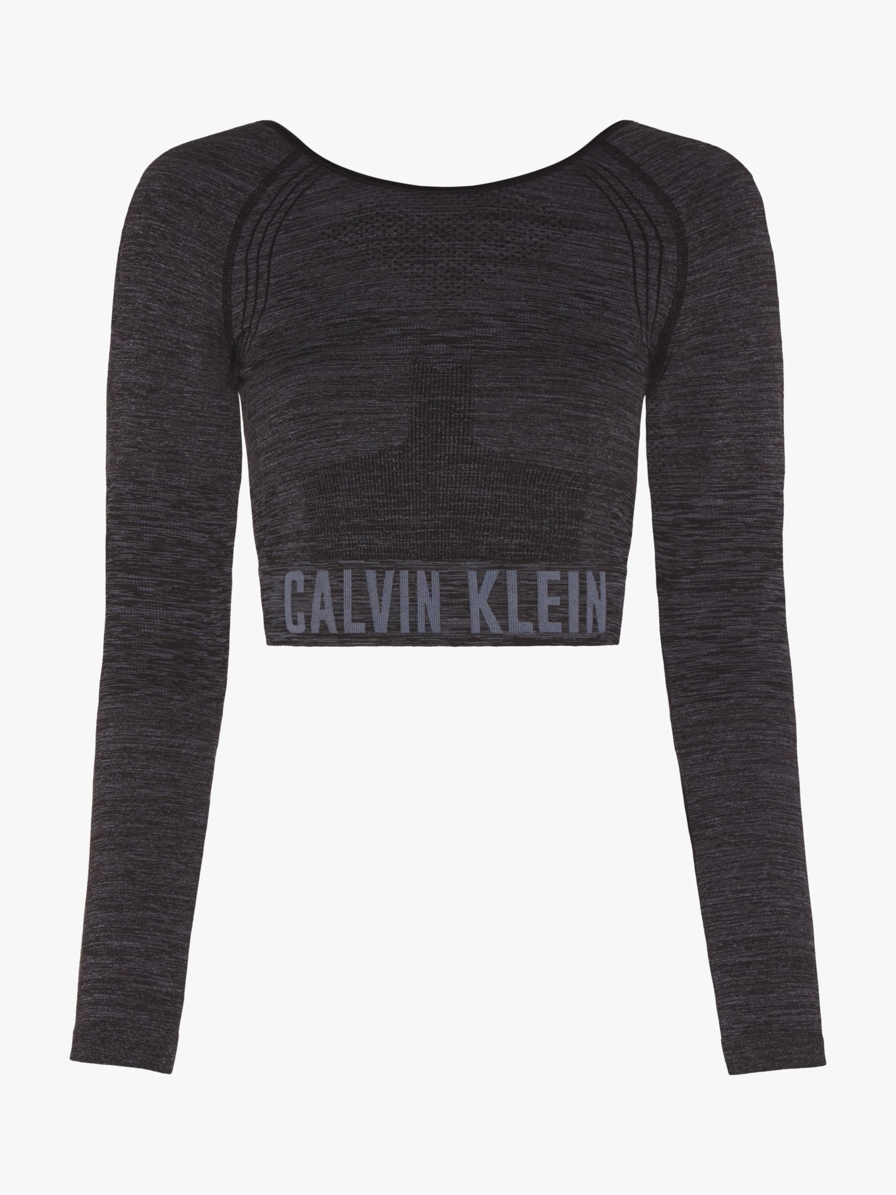 Calvin Klein Performance Long Sleeve Cropped Top, CK Black Heather at
