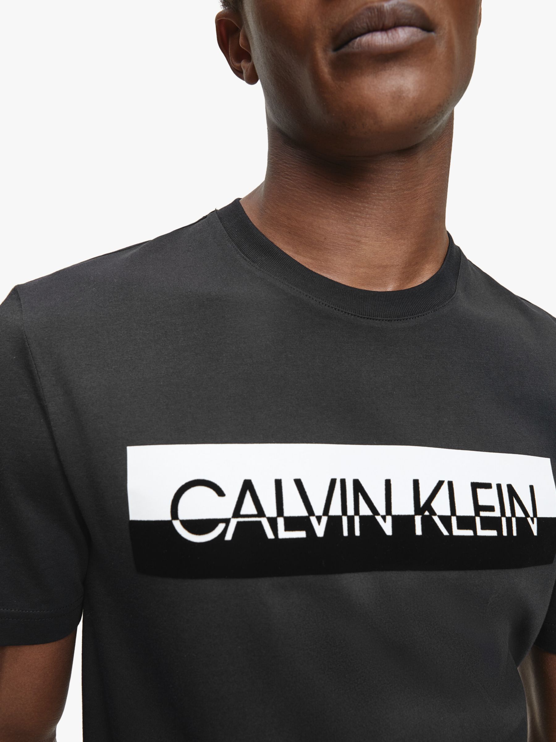 Calvin Klein Split Logo T-Shirt, CK Black at John Lewis & Partners
