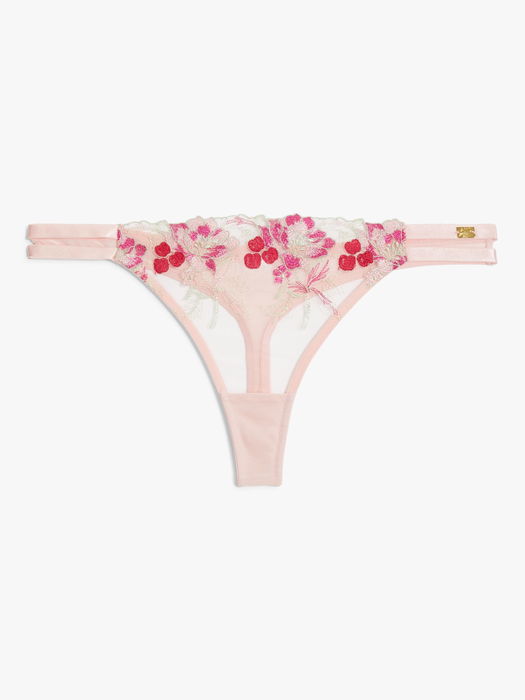 Andor Alexis Embroidered Sheer Thong Cherry Blossom 2459