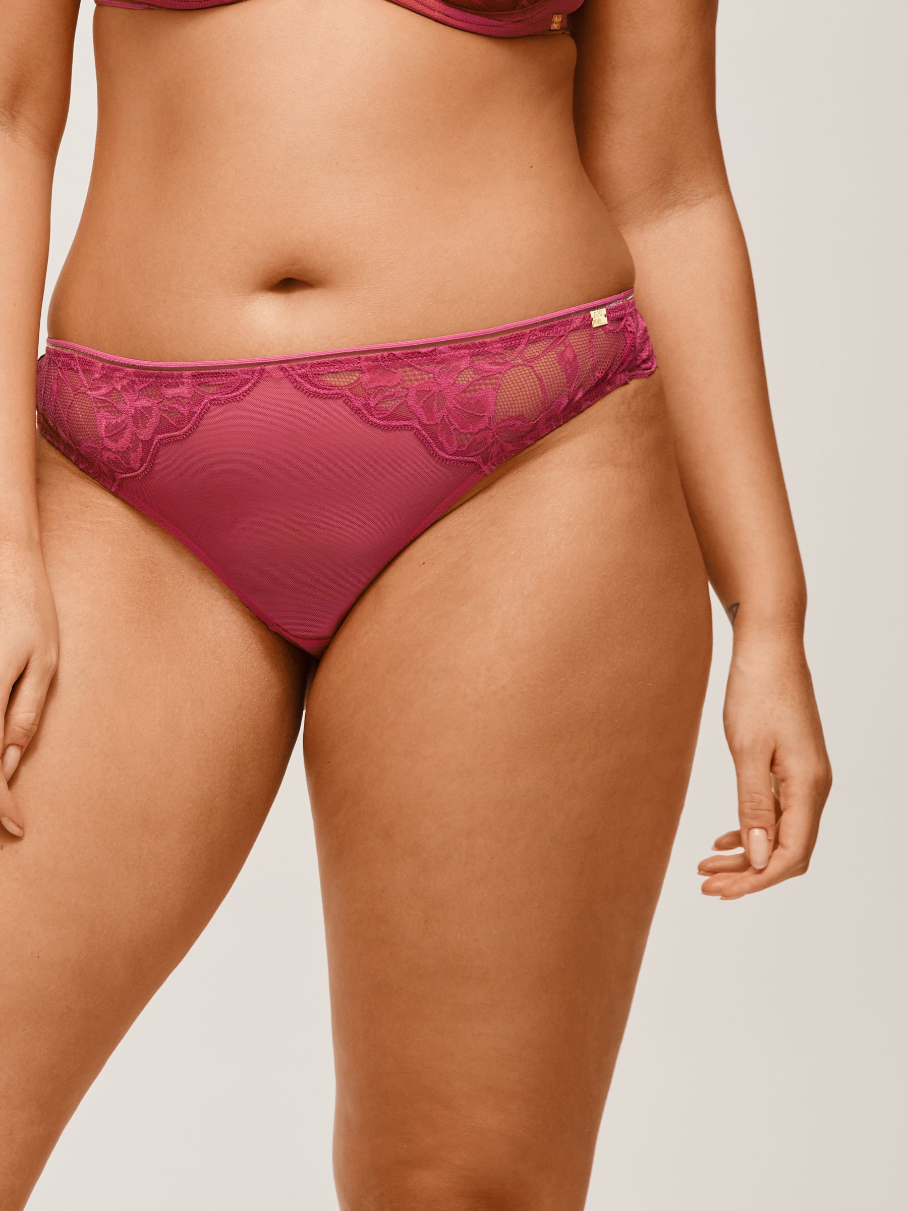 AND/OR Wren Lace Brazilian Knickers, Raspberry