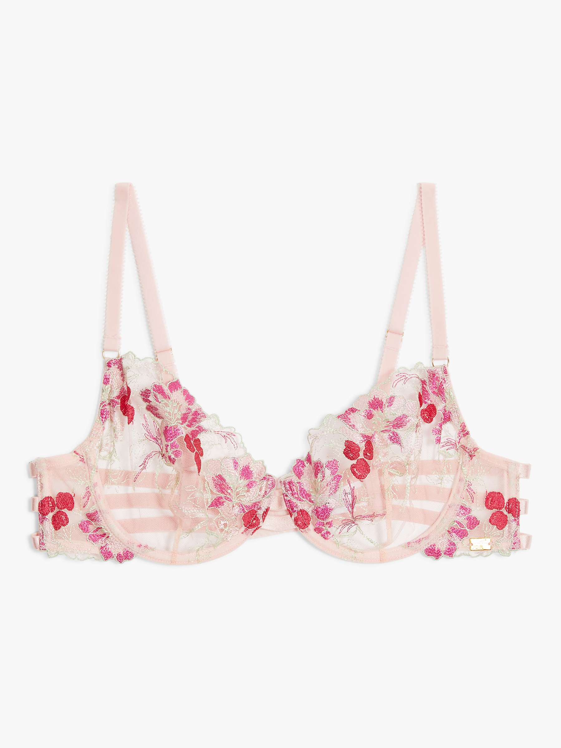 AND/OR Alexis Embroidered Sheer Demi Bra, Cherry Blossom at John Lewis ...