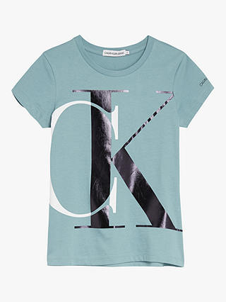 Calvin Klein Girl's Monogram Slim Fit T-Shirt, Gem Blue
