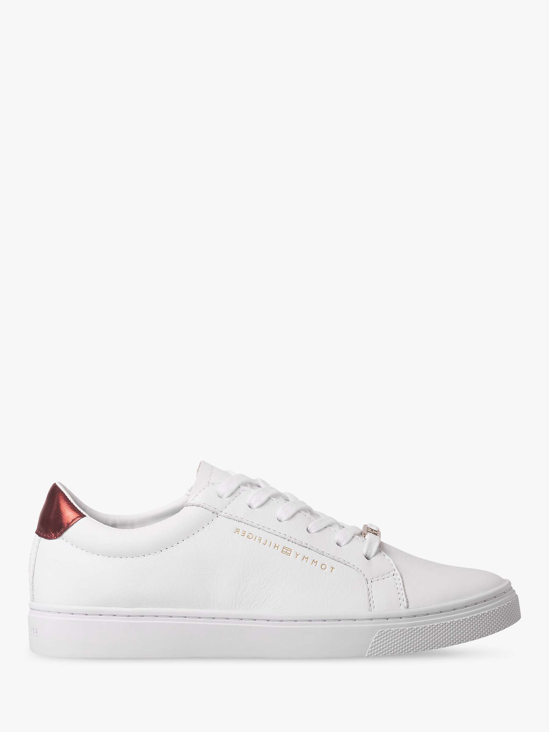 Buy Tommy Hilfiger Leather Essential Trainers, White Online at johnlewis.com