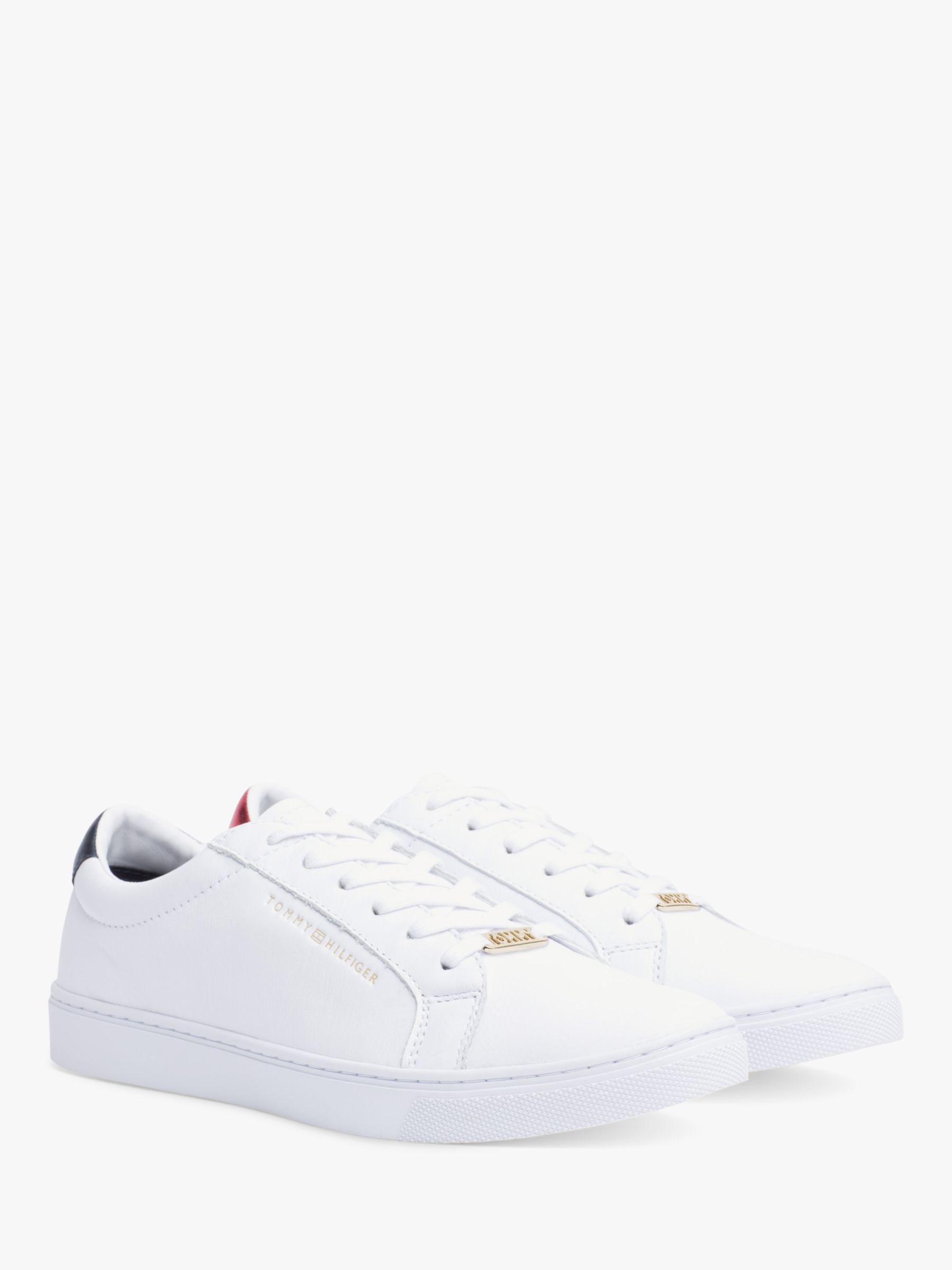 Tommy Hilfiger Leather Essential Trainers, White at John Lewis & Partners