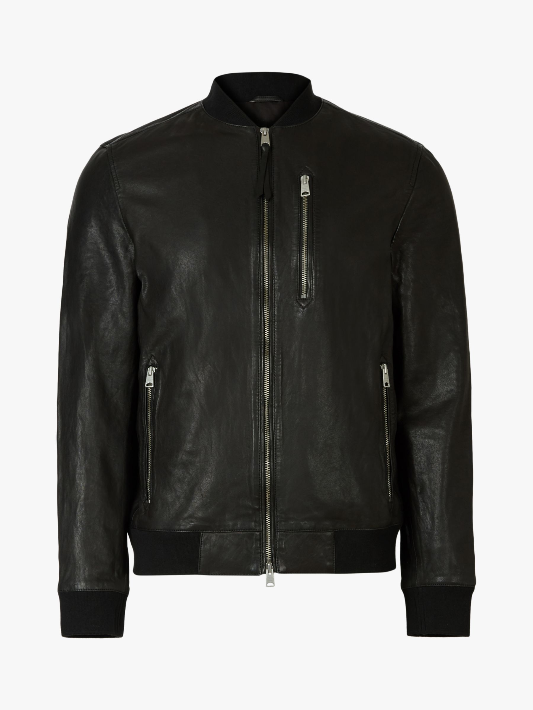 AllSaints Boyton Leather Bomber Jacket, Black
