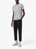 AllSaints Kora Abstract Print Short Sleeved Crew Neck T-Shirt, Grey Mouline/Chalk