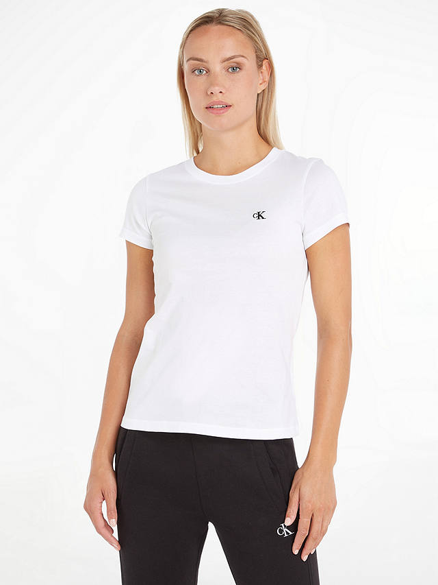 Calvin Klein Performance Embroidery Slim T-Shirt, Bright White, Bright White
