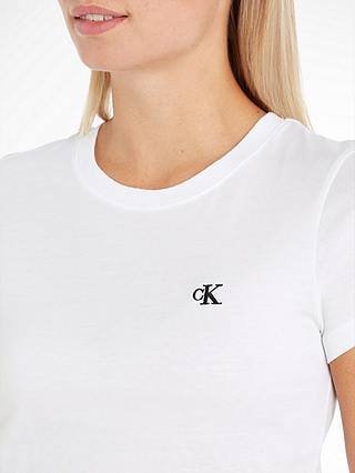 Calvin Klein Performance Embroidery Slim T-Shirt, Bright White, Bright White