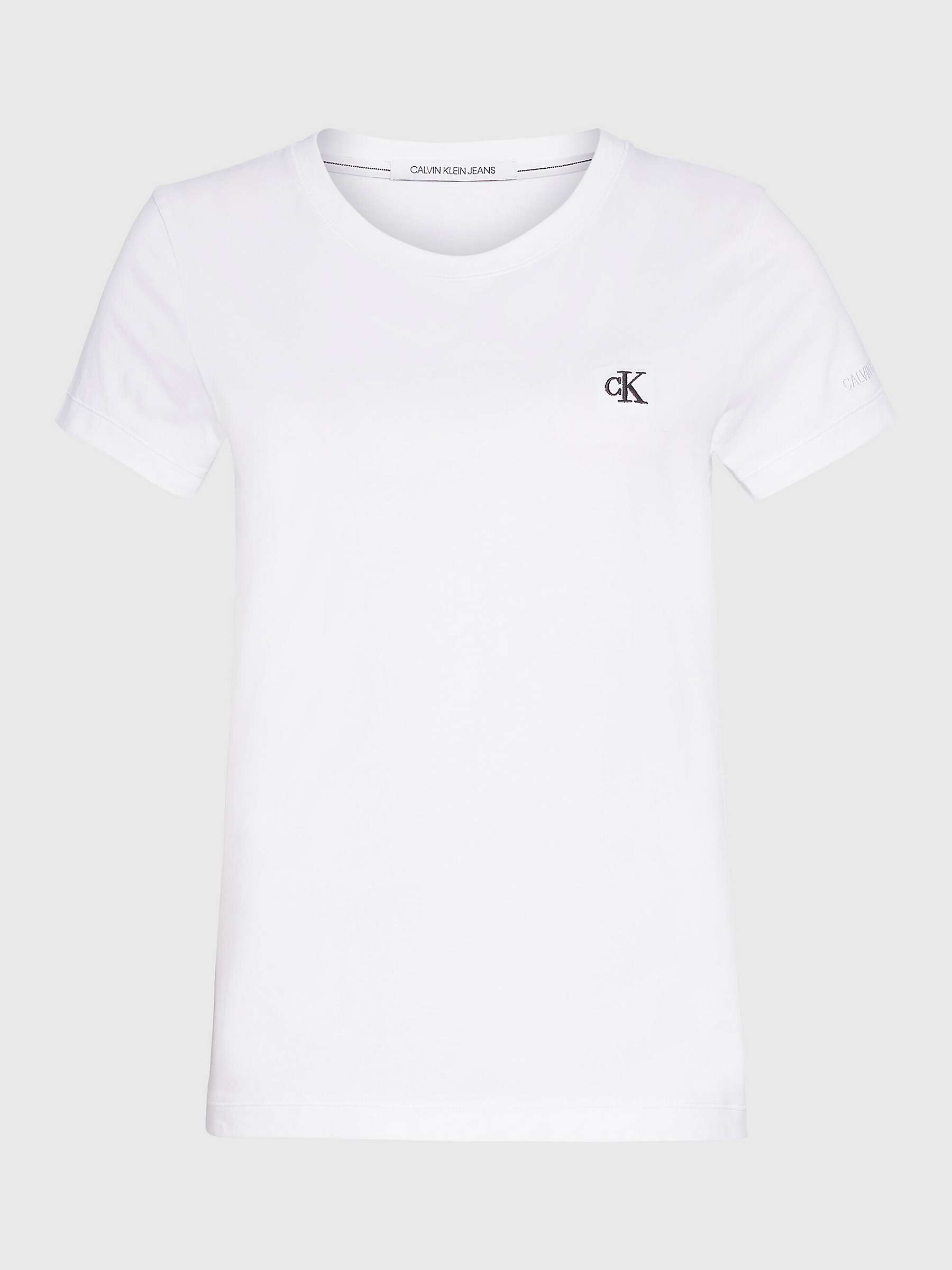 Buy Calvin Klein Performance Embroidery Slim T-Shirt, Bright White Online at johnlewis.com