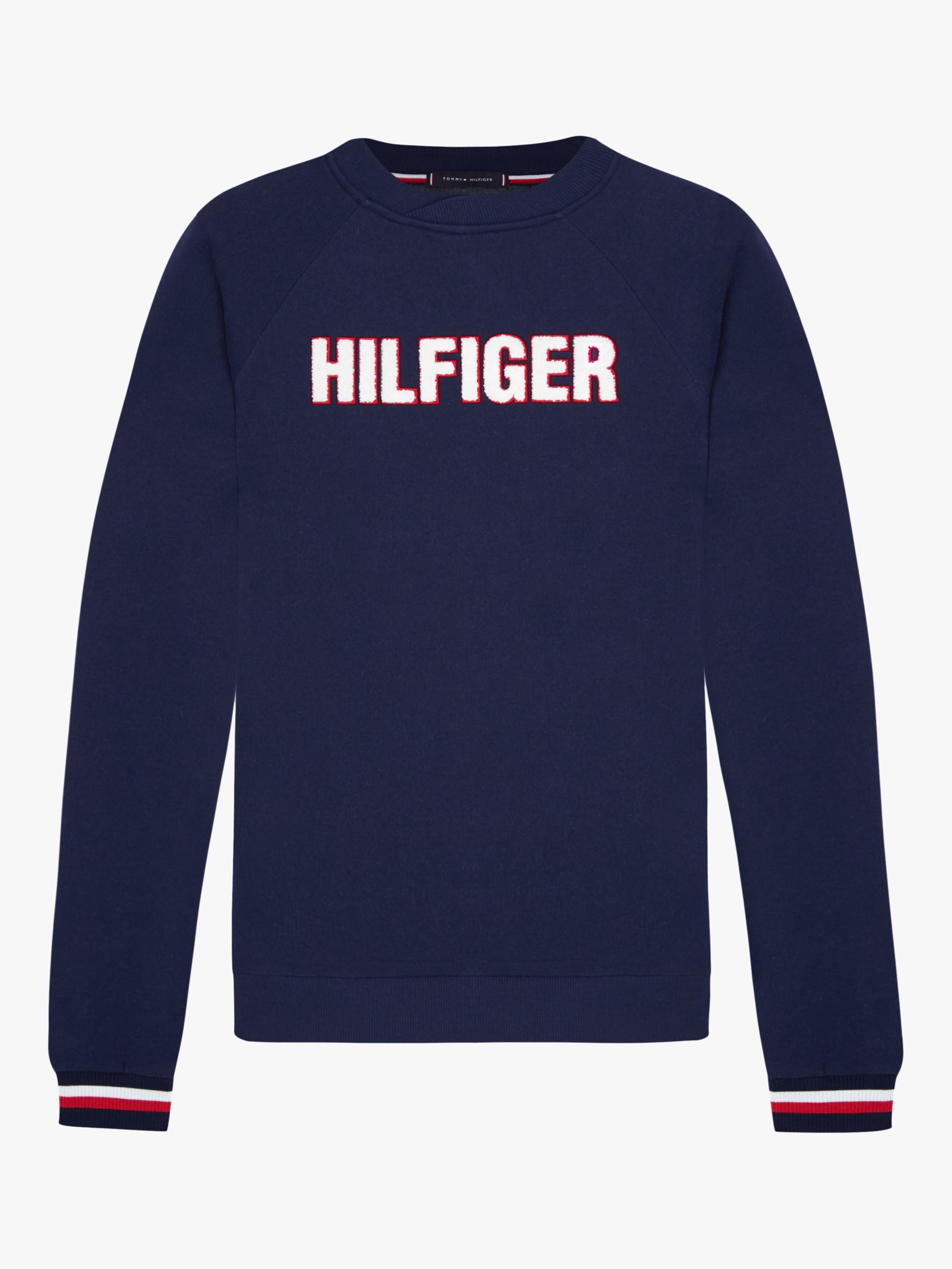Tommy Hilfiger Textured Logo Signature Cuff Sweatshirt, Desert Sky at ...