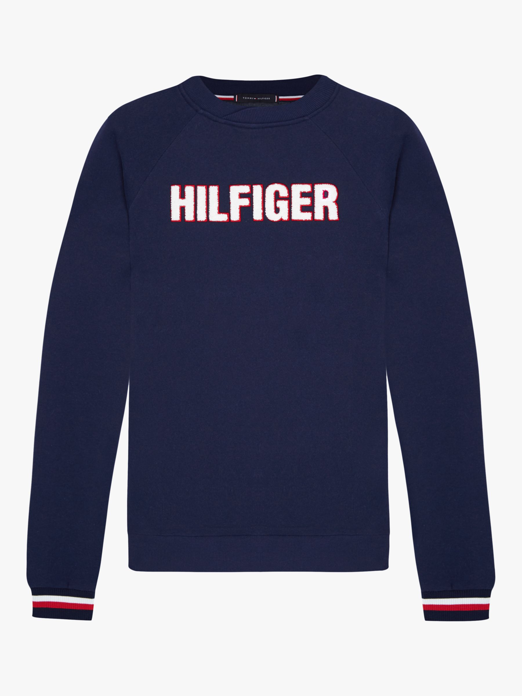 Tommy Hilfiger Textured Logo Signature Cuff Sweatshirt, Desert Sky