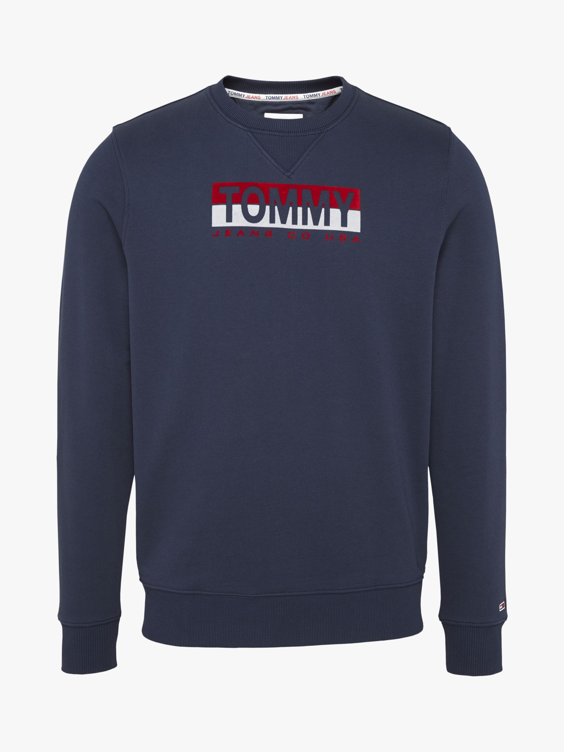 Tommy Hilfiger Box Logo Sweatshirt, Navy at John Lewis & Partners