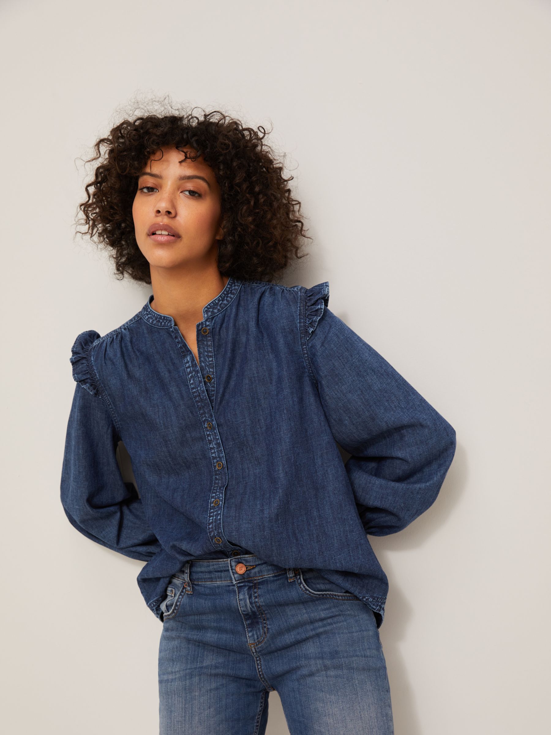 AND/OR Edith Denim Blouse, Blue