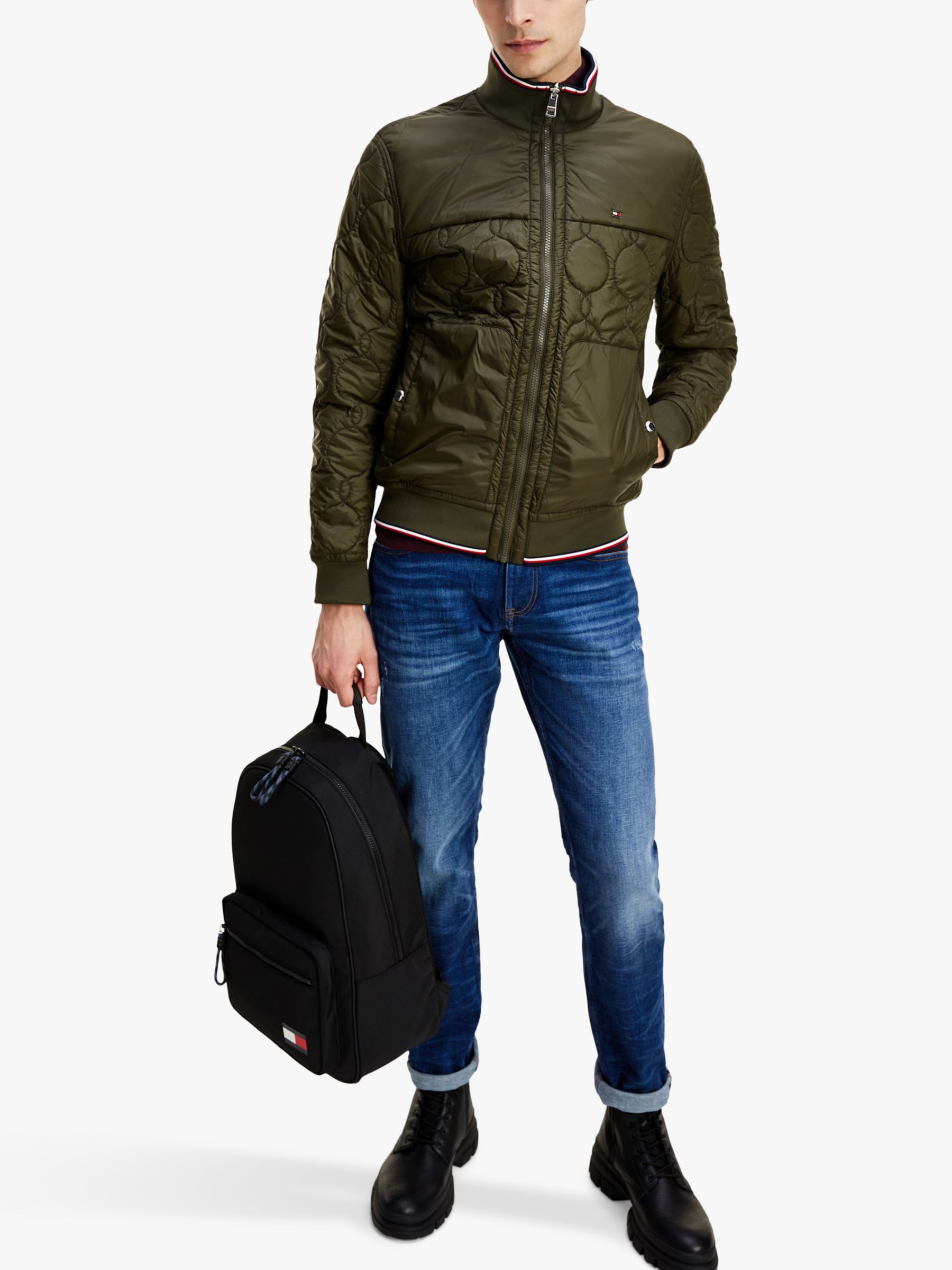 Tommy Reversible Circle Quilted Bomber Jacket, Camo Green