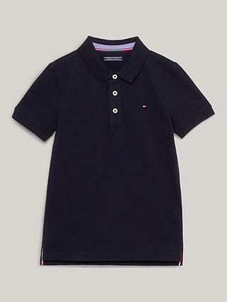 Tommy Hilfiger Kids' Organic Cotton Short Sleeve Polo Shirt, Sky Captain