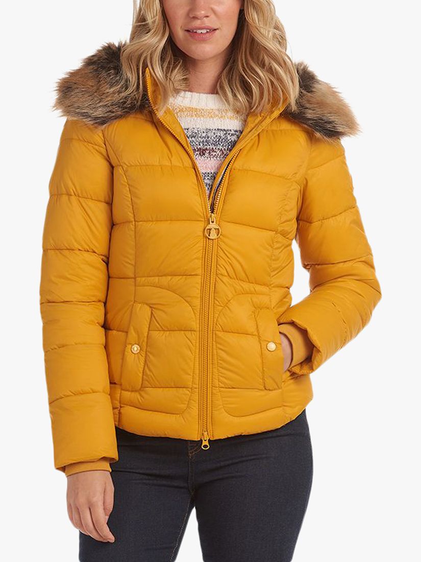 Barbour Dover Hooded Quilted Jacket, Yellow at John Lewis & Partners