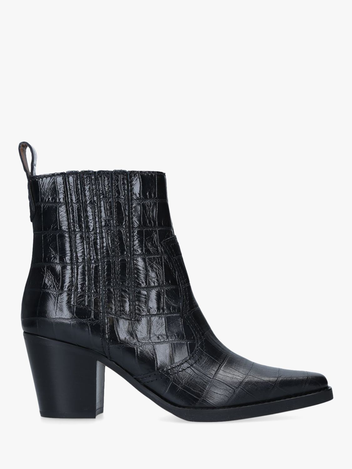 GANNI Callie Croc Effect Leather Ankle Boots at John Lewis & Partners