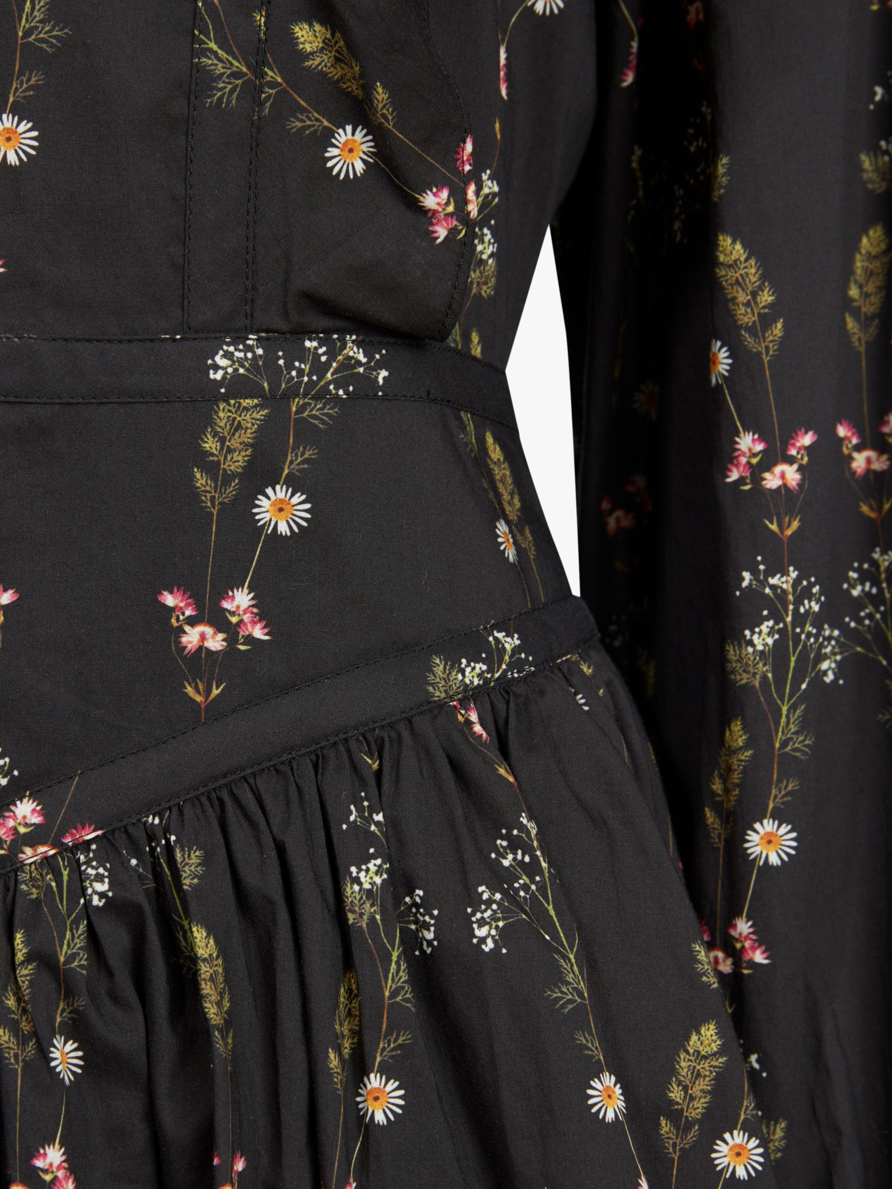 AllSaints Aislyn Floral Print Mini Dress, Black