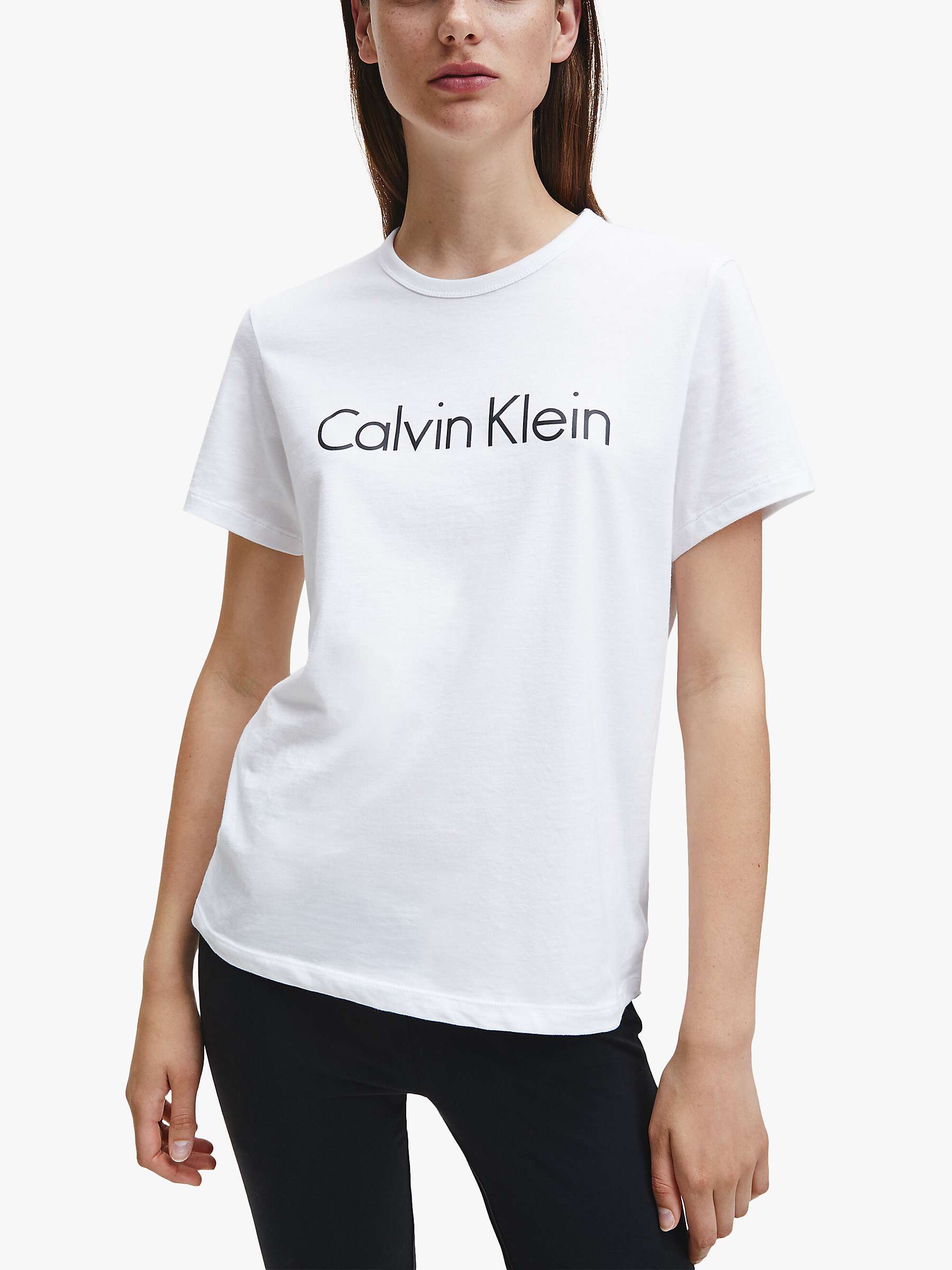 Buy Calvin Klein Logo Cotton Pyjama T-Shirt, White Online at johnlewis.com
