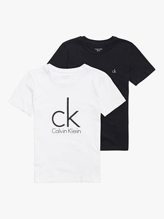 Calvin Klein Kids' Modern Cotton Logo T-Shirt, Pack of 2, Black/White