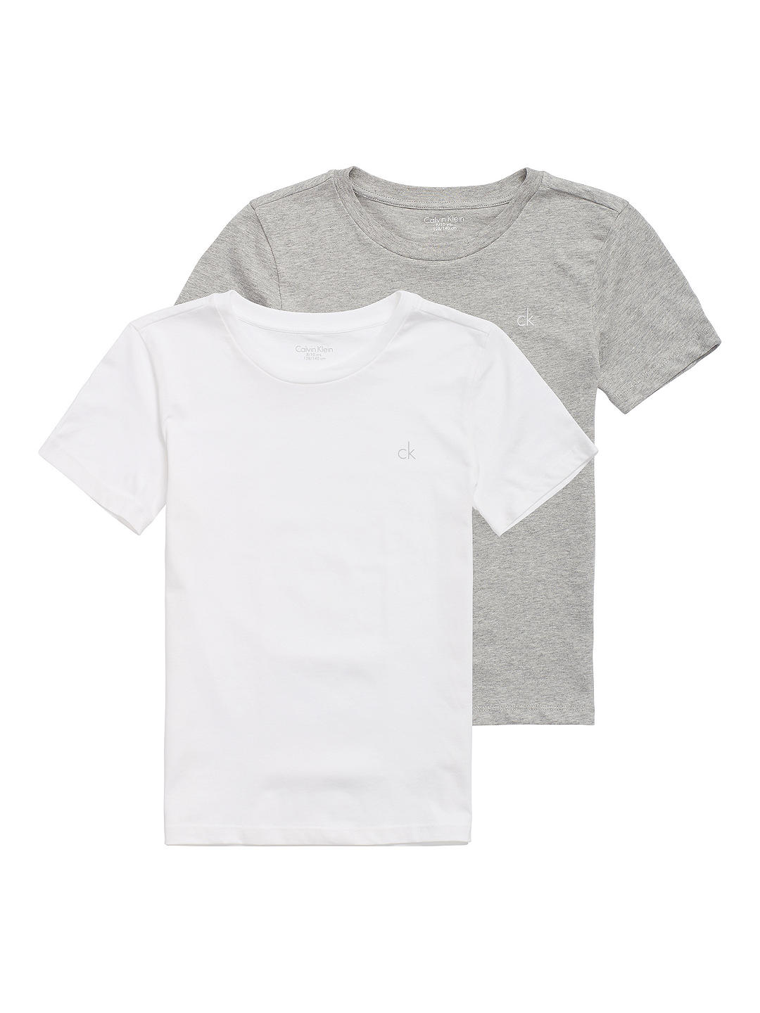 Calvin Klein Kids' Short Sleeve T-Shirts, Pack of 2, White/Grey at John ...