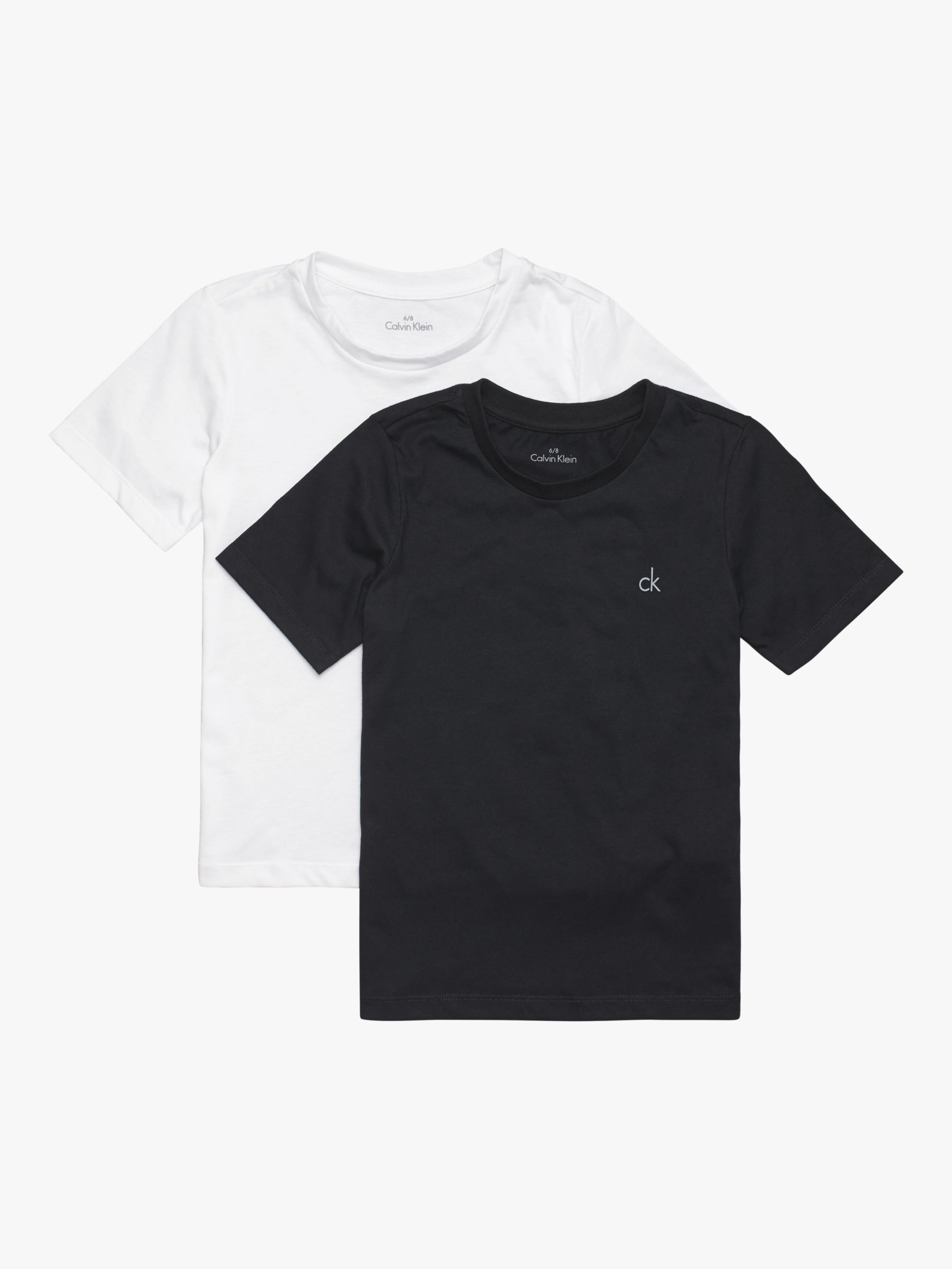 Calvin Klein Kids' Short Sleeve T-Shirts, Pack of 2, White/Black, 8-10 years