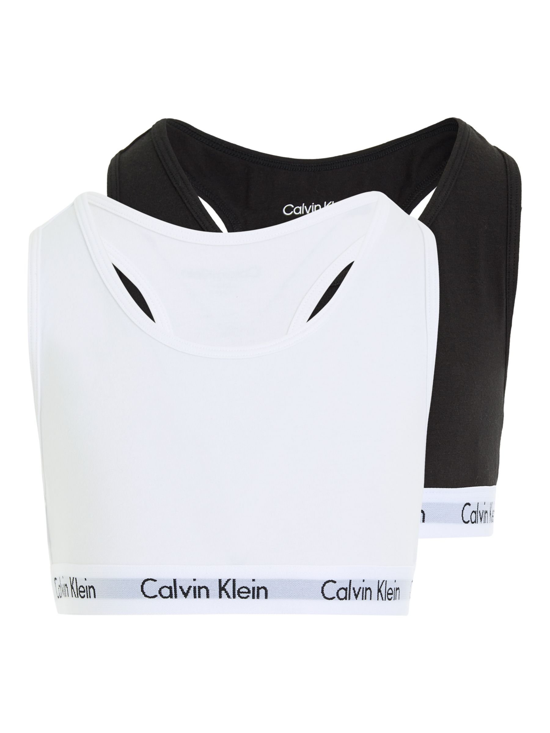 Calvin Klein Kids' Bralette, Pack of 2, Black/White at John Lewis ...