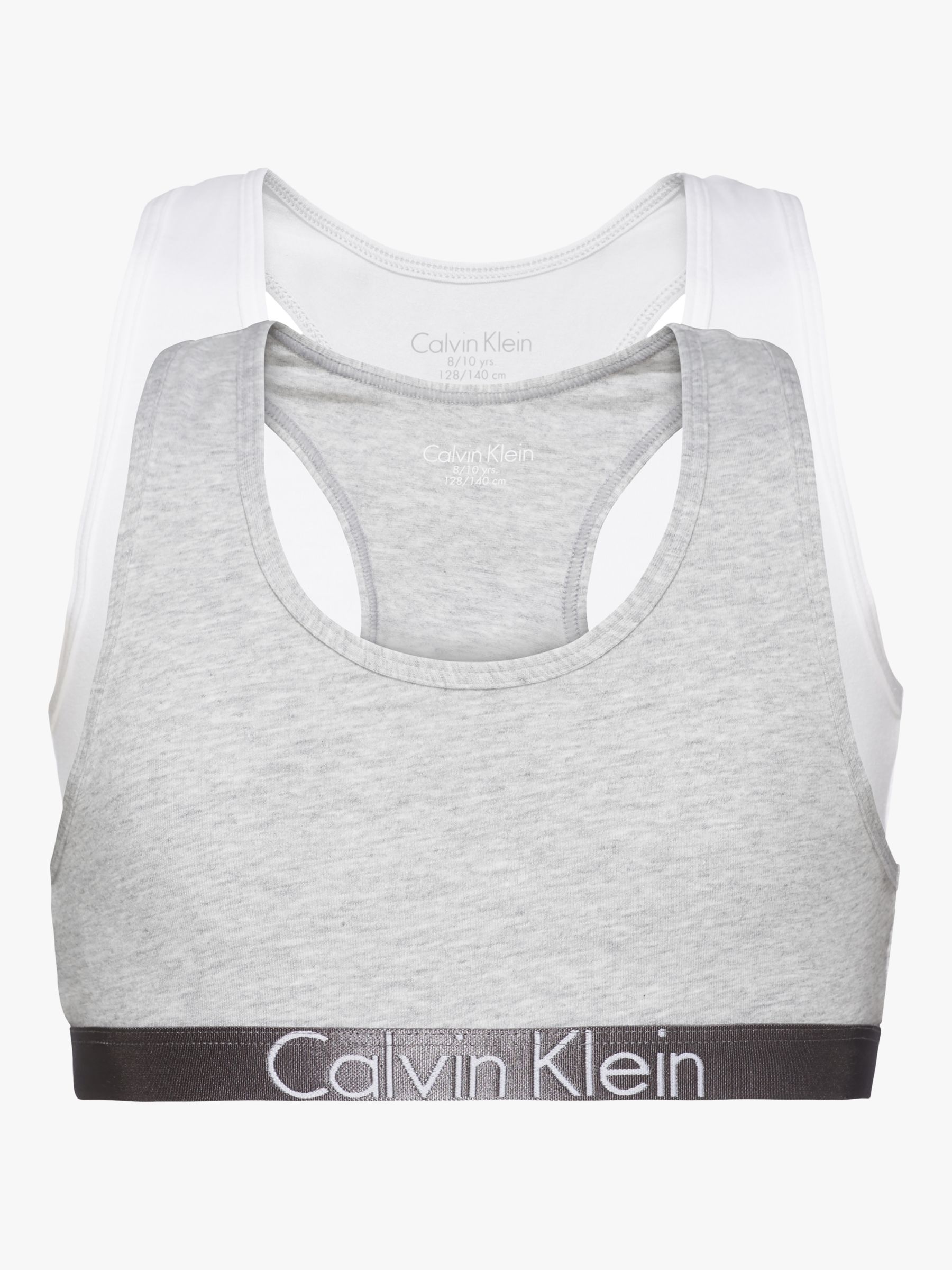 Calvin Klein Kids' Bralette, Pack of 2, Grey/White, 8-10 years