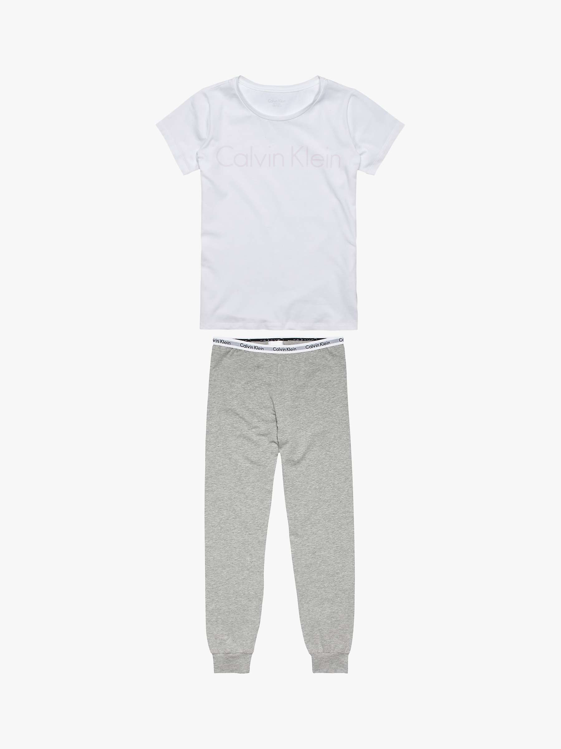 Buy Calvin Klein Kids' Logo Short Sleeve Pyjama Set, White/Grey Heather Online at johnlewis.com
