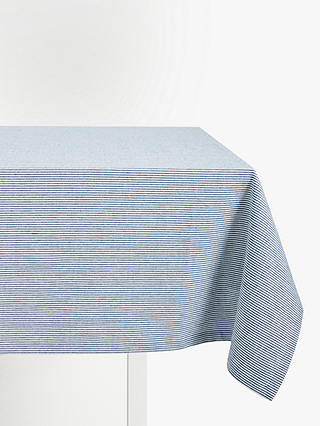 John Lewis French Stripe Cotton Tablecloth, Cream/Navy