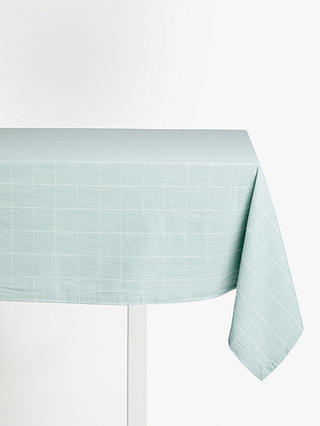 John Lewis Check Cotton Tablecloth, Dusty Green