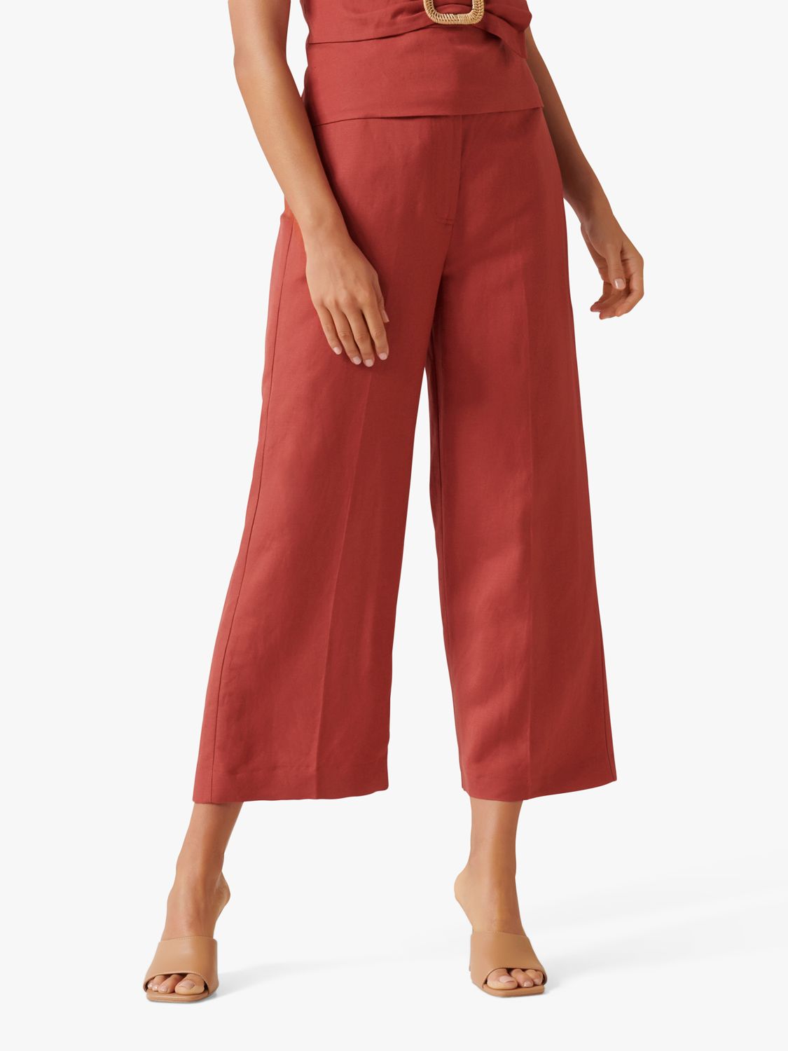 Forever New Byron Linen Blend Culottes, Rust at John Lewis & Partners