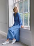 John Lewis Smock Tiered Spot Midi Dress, Blue
